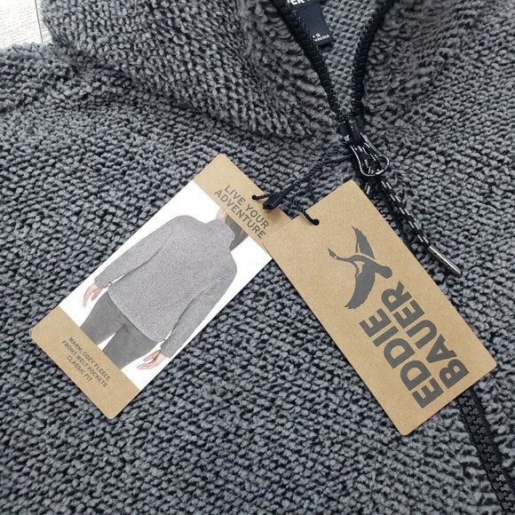 Eddie Bauer Quarter Zip Fleece Pockets Outdoor Cozy Gray Black Womens S NWT - Picture 8 of 13